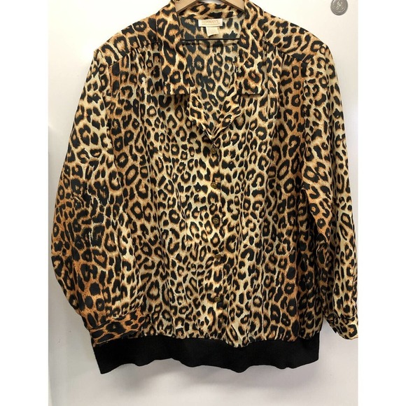 Roaman's Tops - Vintage Roaman’s Leopard Blouse Women’s Button Up Long Sleeve Size C0